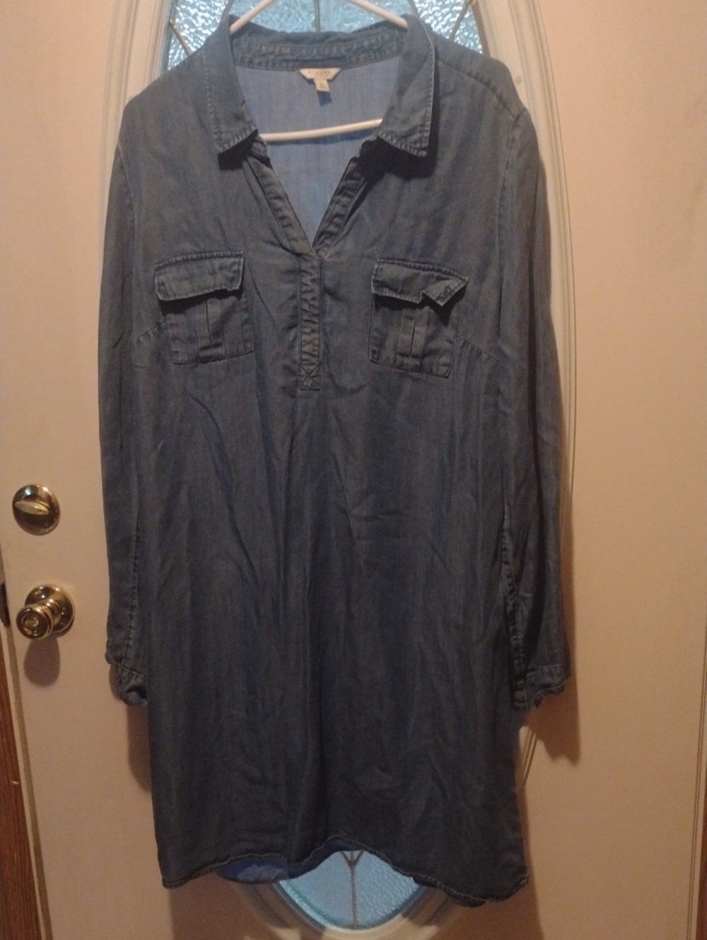 Sonoma Light Blue Denim Shirt Dress with Long Sleeves